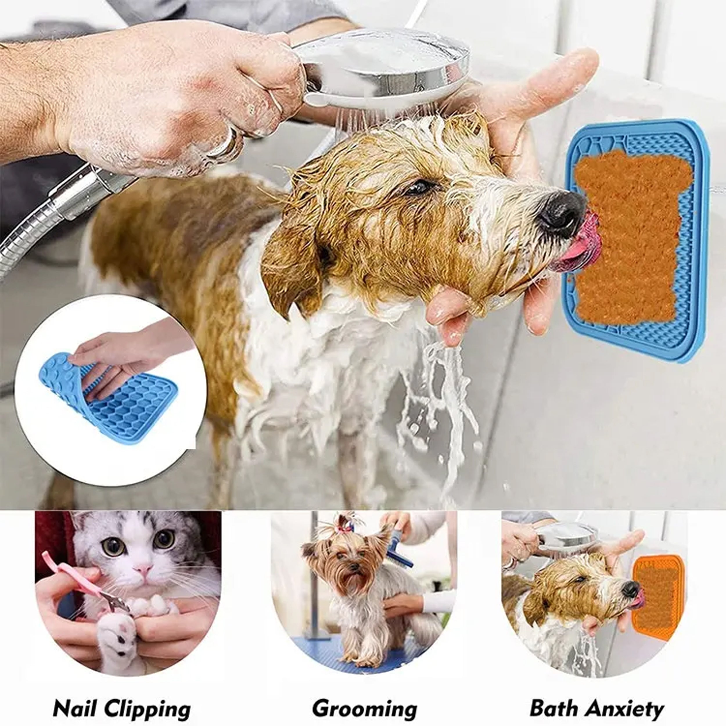 Dog Licking Mat Powerful Suction Cup Pet Bath Licking Mat Suitable For Pets  Dog Cat Peanut Butter Trimming Nails Training