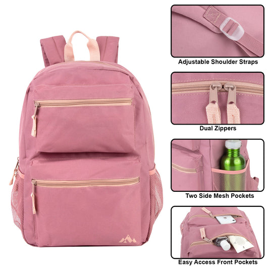 Double Side Pocket Backpack for Unisex - 17 Inch