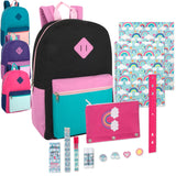 17" Multicolor Backpack with Themed 20-Piece School Supply Kit - Girls ( 1 Case=24Pcs) 11.9$/PC