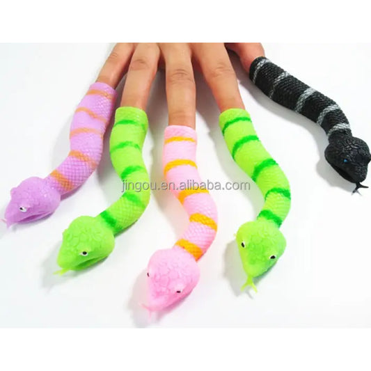 TPR Finger Puppet Snake with Paint Joke Toys for Kids and Adults