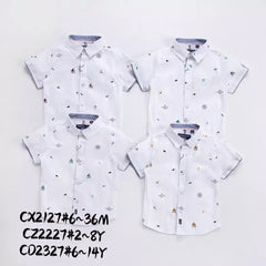 Baby Half Sleeves All Over Printed Shirt - WHITE PRINTED