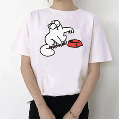 White Graphic Plain T-shirts