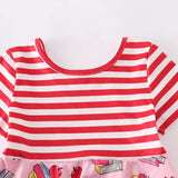 Girls' Short Sleeve Red Stripe School Dress