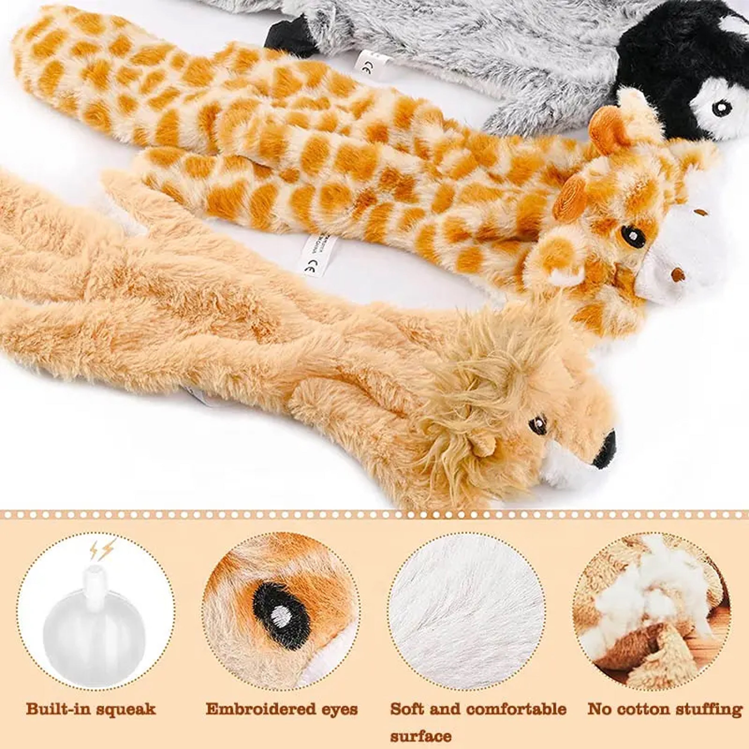 Skinneeez Stuffing-Free Plush Squeaker Dog Toy, Five Below