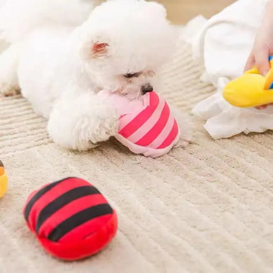 Slipper Plush Chew Dog Toys with Squeakers for Interactive Playtime