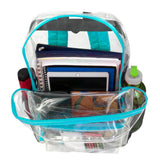 Classic 17 Inch Clear Backpack - Turquoise ( 1 Case=24Pcs) 9.45$/PC