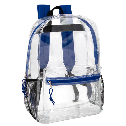 Classic 17 Inch Clear Backpack - Blue ( 1 Case=24Pcs) 9.45$/PC