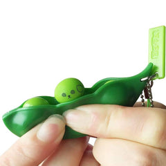Squeeze Beans Keychain Stress Relieving Sensory Peanuts Fidget Toy - Perfect for On-the-Go Stress Relief