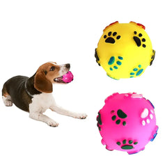 7cm Vinyl Ball Paw Print Squeaky Dog Toy Ball Pet Supplies