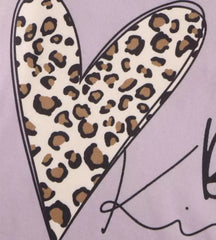 Little Girl Pajama Set Heart & Leopard Graphic Tee & Pants