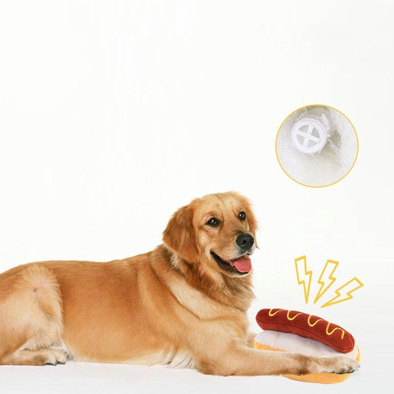 Dog Squeaky Interactive Hot Dog Anxiety Relief Bite Proof Cute Cat Bite Toy