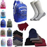 Buy Bulk Case of 12 Backpacks and 12 Winter Item Sets and 12 Socks - Wholesale Care Package - Emergencies, Homeless, Charity