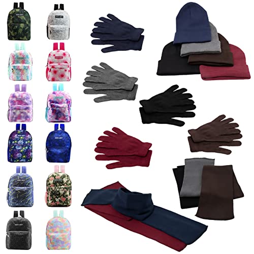 Buy Bulk Case of 12 Backpacks and 12 Winter Item Sets - Wholesale Care Package - Emergencies, Homeless, Charity