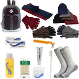 Buy Bulk Case of 12 Backpacks and 12 Winter Item Sets and 12 Toiletry Kits and 12 Socks - Wholesale Care Package - Emergencies, Homeless, Charity