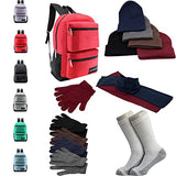 Buy Bulk Case of 12 Backpacks and 12 Winter Item Sets and 12 Socks - Wholesale Care Package - Emergencies, Homeless, Charity