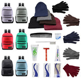 Buy Bulk Case of 12 Backpacks and 12 Winter Item Sets and 12 Hygiene Kits - Wholesale Care Package - Emergencies, Homeless, Charity