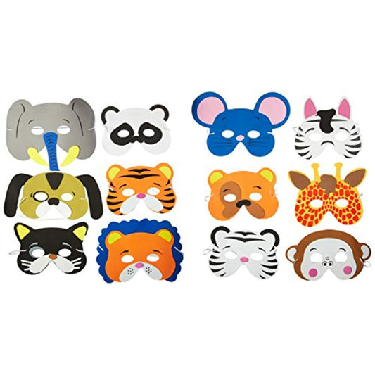 Kids Animal Party Masks 24 Piece Wholesale Bulk Lot