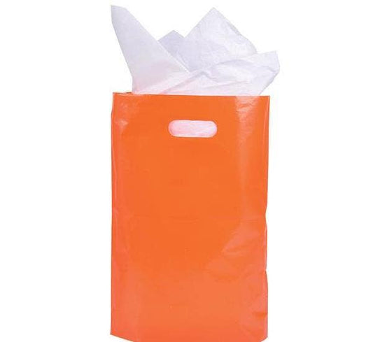 Buy ORANGE PLASTIC BAGS 8.75"X12" in Bulk