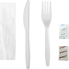 Cutlery Kits 6PCS FORK,SPOON,KNIFE SALT,PEPPER & NAP WHITE 250/CS