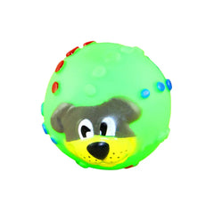 Eco-friendly 7cm Vinyl Dog Face-Shaped Squeaky Toy Ball