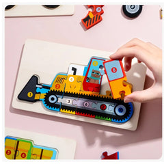 Wooden Puzzle Engineering Vehicle Toy