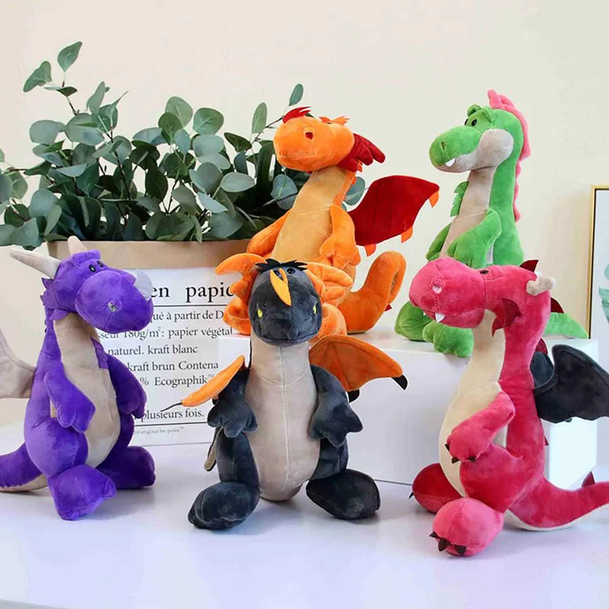 Two Horns Dinosaur and Dragon Stuffed Dolls Plush Toys - Cute and Cuddly Gifts for Kids