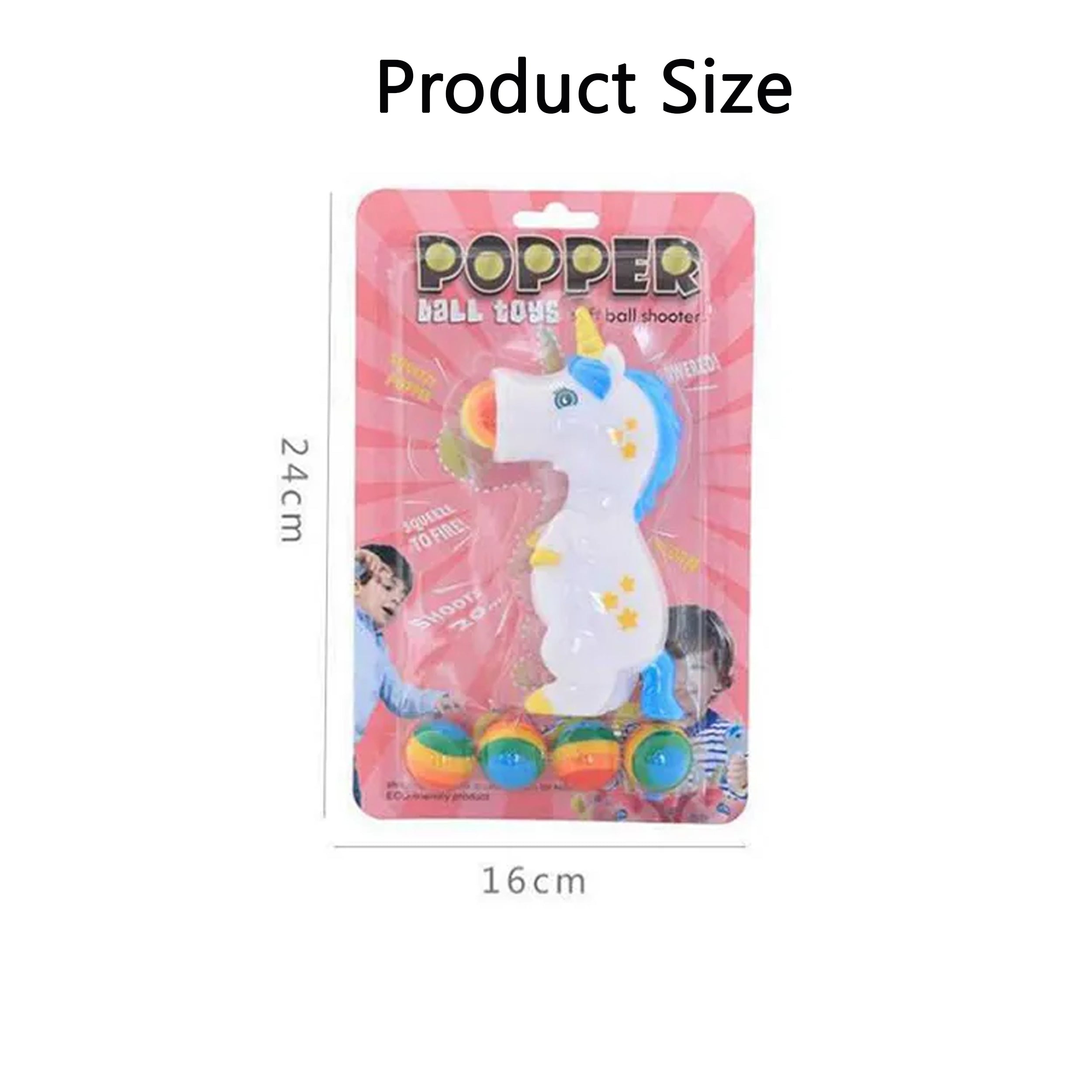 Unleash the Fun with Unicorn Cartoon Animal Sensory Spit Bean Gunner Squeeze Popper With 5 Balls Toy