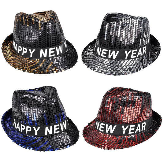 Buy HAPPY NEW YEAR SEQUIN FEDORA in Bulk