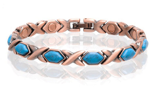 Buy SOLID COPPER MAGNETIC TURQUOISE LINK BRACELET style #TQ-D Bulk Price