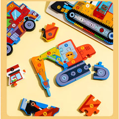 Wooden Puzzle Engineering Vehicle Toy