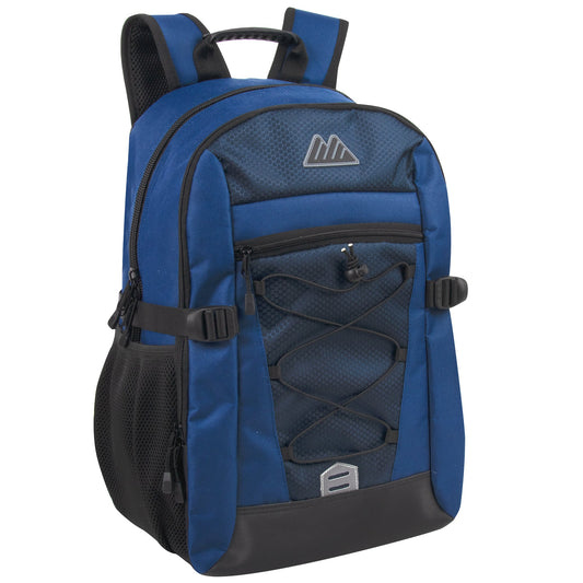 19 Inch Bungee Jacquard Cord Backpack With Padded Laptop Section - Navy (1 Case = 24 Pcs) 18.90$/PC