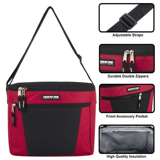 Fridge Pak 12 Can Cooler Bag With Front Zippered Pocket ( 1 Case= 24Pcs) 9.8$/pc