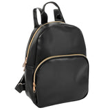 Bulk Mini Backpack Black Vinyl With Front Dome Zipper Pocket For Girls