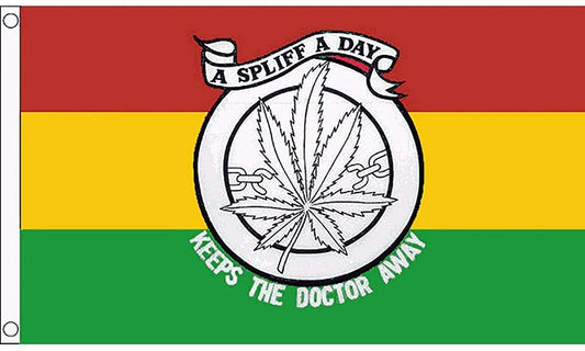 Buy A SPIFF A DAY KEEPS THE DOCTOR AWAY POT LEAF 3' X 5' FLAG *- CLOSEOUT $ 2.95 EABulk Price
