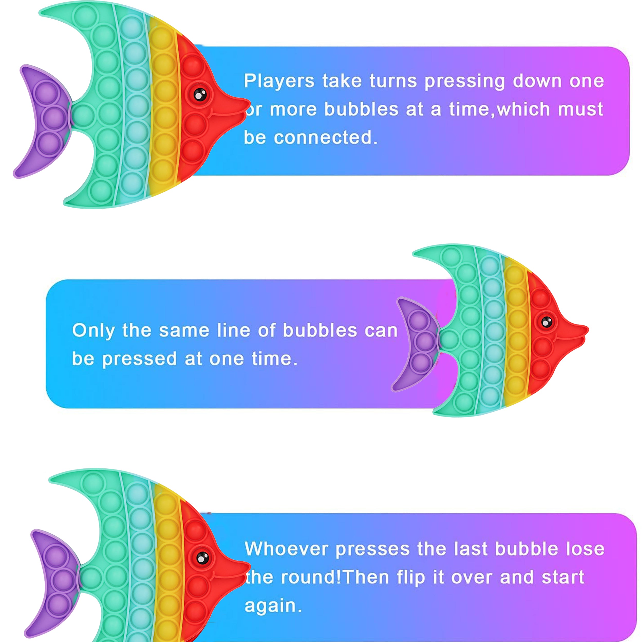 Rainbow Fish Pop It Toys For Kids - Fun Sensory Fidget Toy for Children