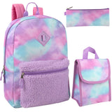 3-in-1 Purple Cloud Themed 17-Inch Backpack Set with Lunch Bag & Pencil Case (1 Case = 24 Pcs) 11.9$/PC