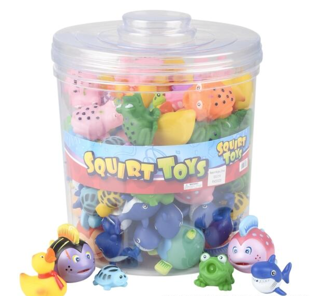 Buy RUBBER WATER SQUIRTING TOY ASSORTMENT 2-2.5" (108PCS/CAN) in Bulk