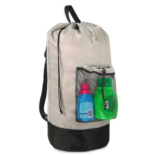 Laundry Bag Backpack with Front Mesh Pocket - Khaki (1 Case = 50Pcs) 7.7$/PC