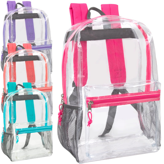 Classic 17 Inch Clear Backpack - Girls Assortment ( 1 Case=24Pcs) 9.45$/PC