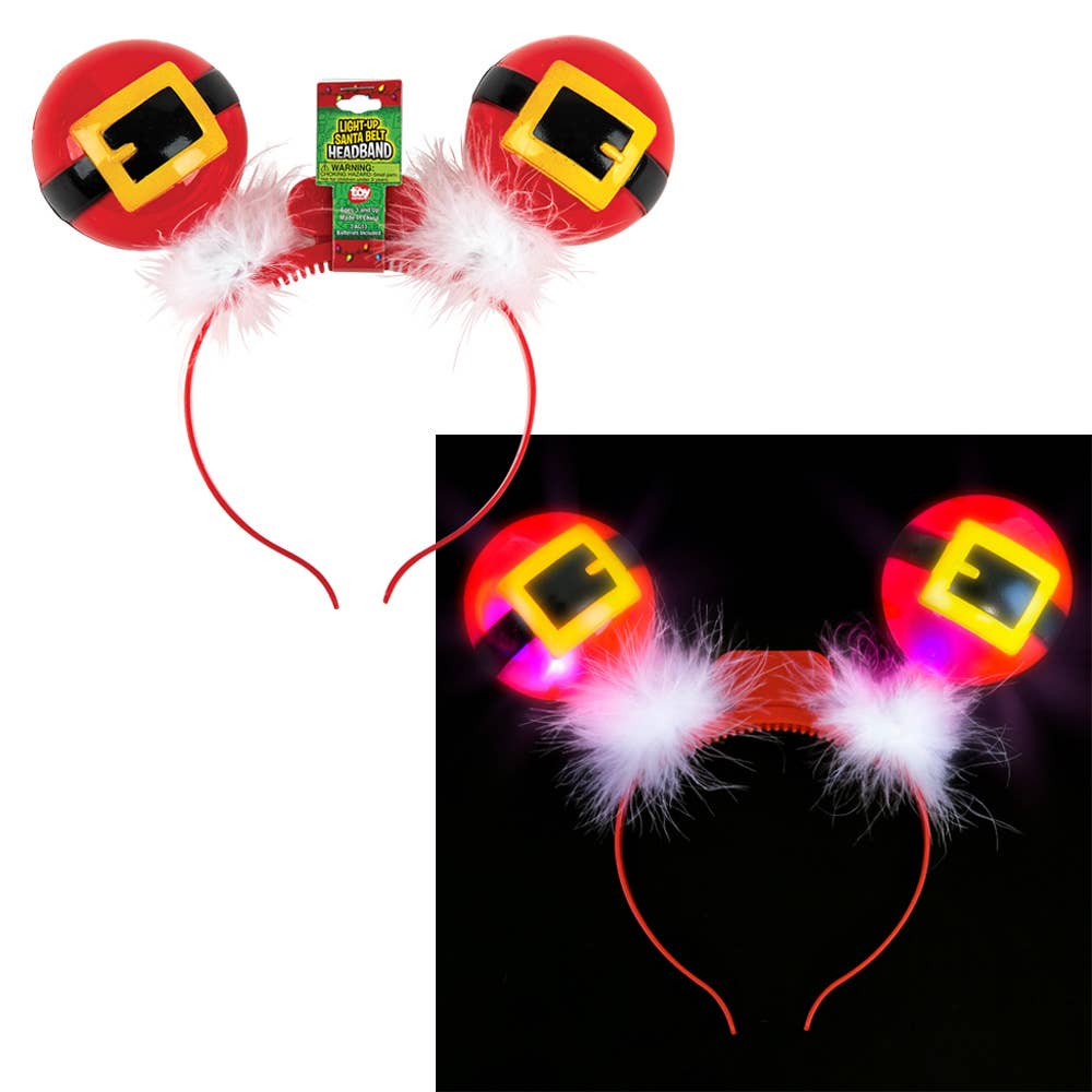 Buy LIGHT-UP SANTA BELT ORNAMENT HEADBAND in Bulk