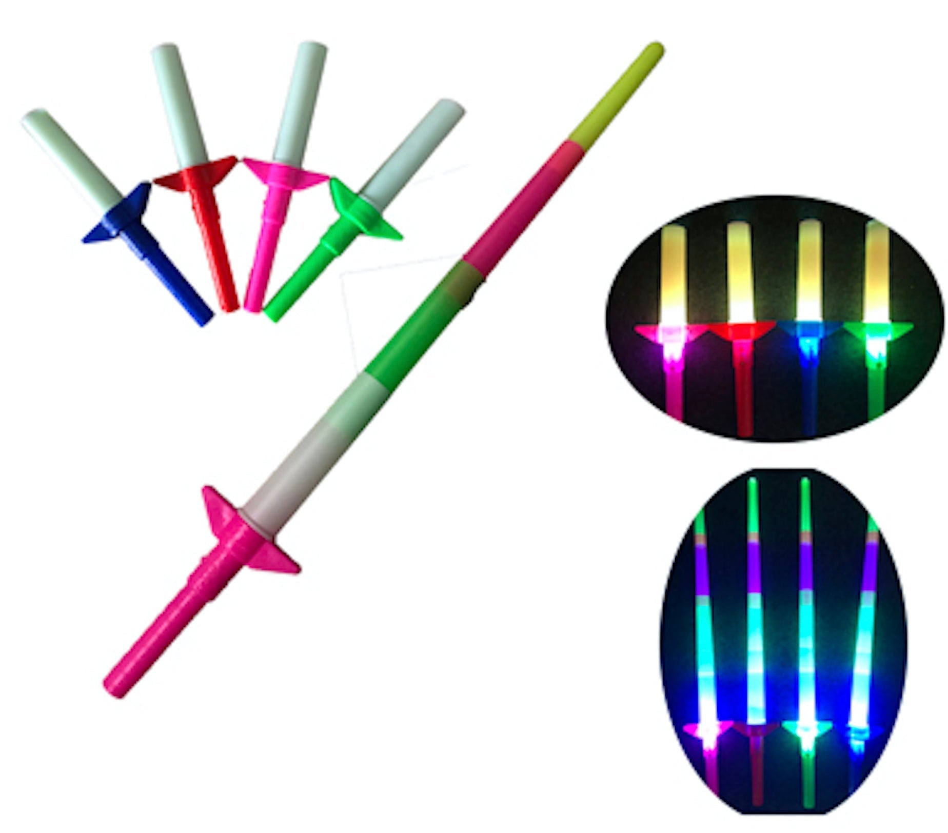 Light Up LED Swords Expandable Laser Sabers Glow in Dark, Mini Glow Sticks  4 PCS