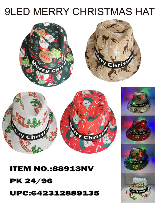 Buy LED SEQUIN FEDORA CHRISTMAS HAT W/DIFFERENT PATTERNS in Bulk