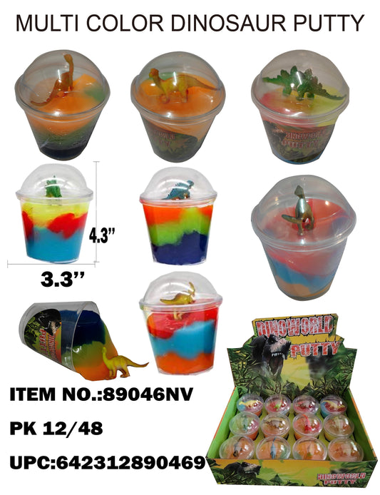Buy 3" RAINBOW ICES CREAM CUP PUTTY W/ DINOSAUR FIGURE in Bulk