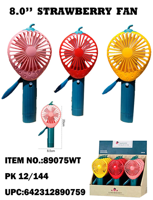 Buy Strawberry Hand Fan Assorted Colors in Bulk