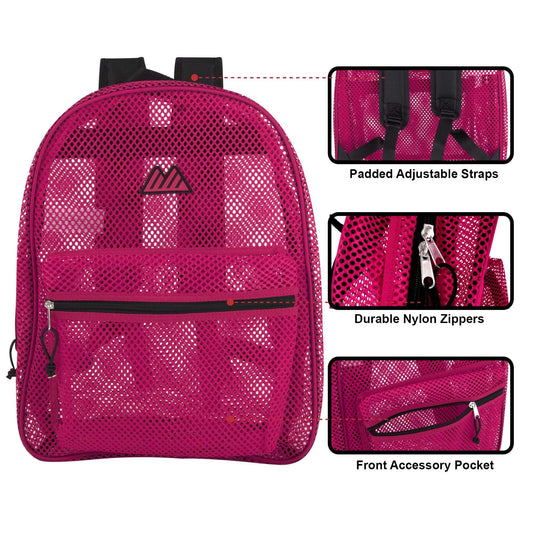 Bulk Premium 17 Inch Mesh Backpack - Girls Colors( 1 Case=24Pcs) 8.05$/PC