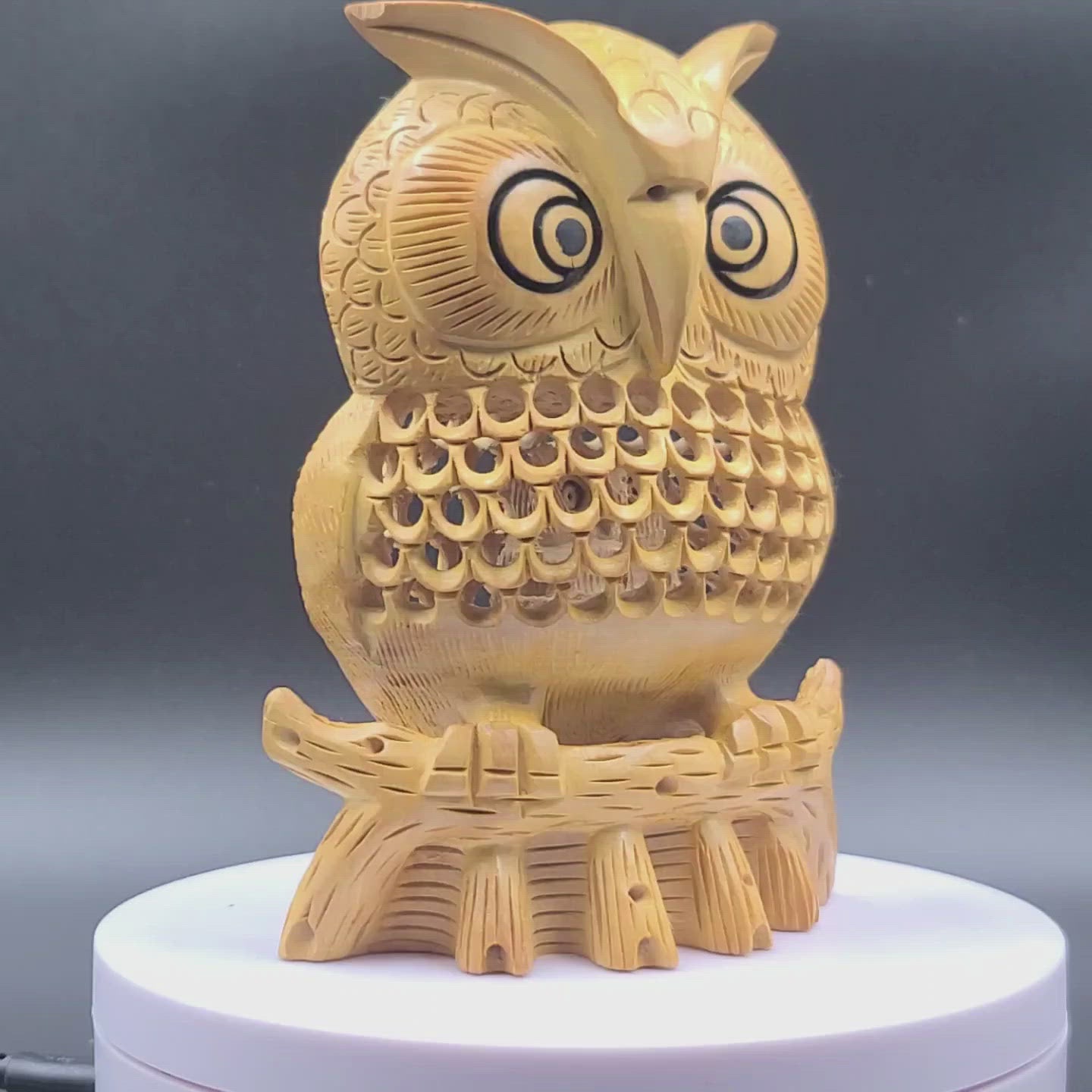 Wooden Handmade Carved Owl Statue 5-Inch