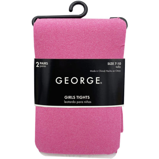 George Pink Size 7-10 Girls 2 Pack Tights
