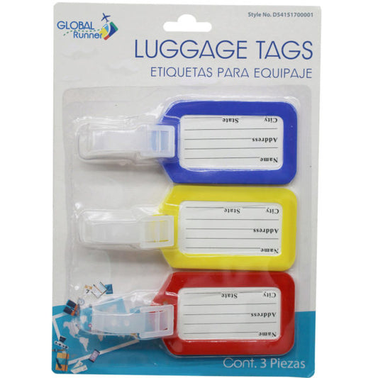 3 Pack Colorful Luggage Tag Set