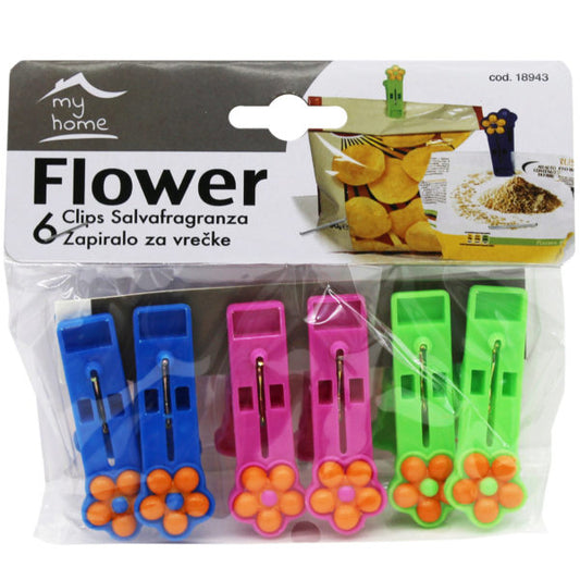 6 Pack Plastic Clothespins Pegs with Flower Design