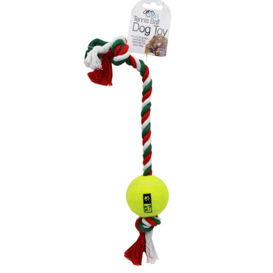 tennis ball pet dog chew toys with twisted rope ends